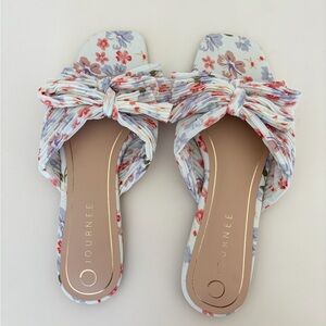 Journee Collection Serlina Floral Pleated Bow Slides - Size 7.5
